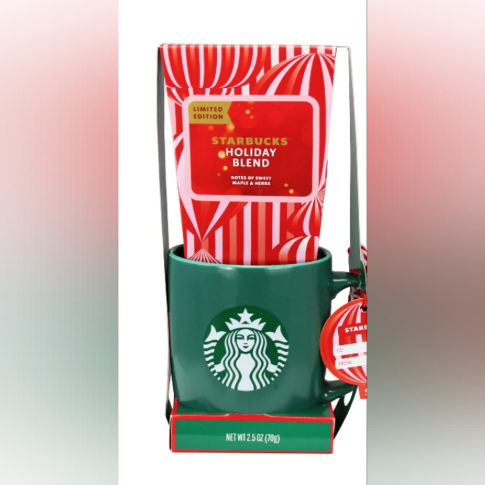 3 Mugs Starbucks Holiday Blend Gift  15 oz green ceramic mug cup tea coffee